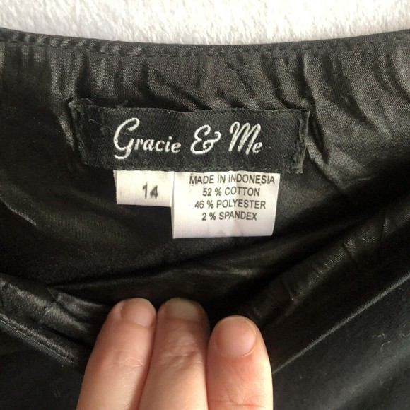 Gracie & Me Black & White Floral Midi Skirt w/Sequins & Beads Size 14 - Picture 3 of 9